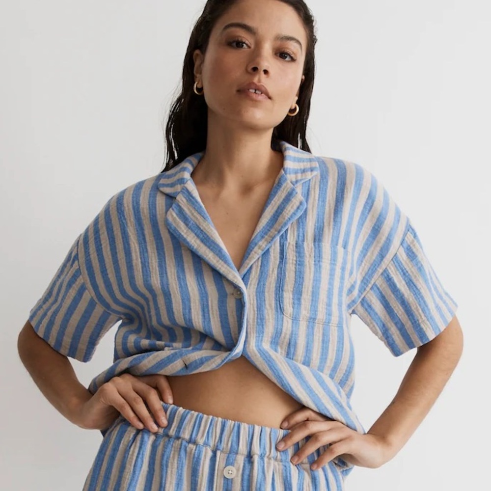Madewell Striped Double-Gauze Pajama Top